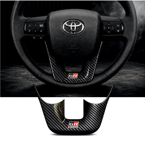 GR Sport Carbon Fiber Steering Wheel Badge For Toyota Fortuner [2025 - 2026] - STEERING_GR_SPORT