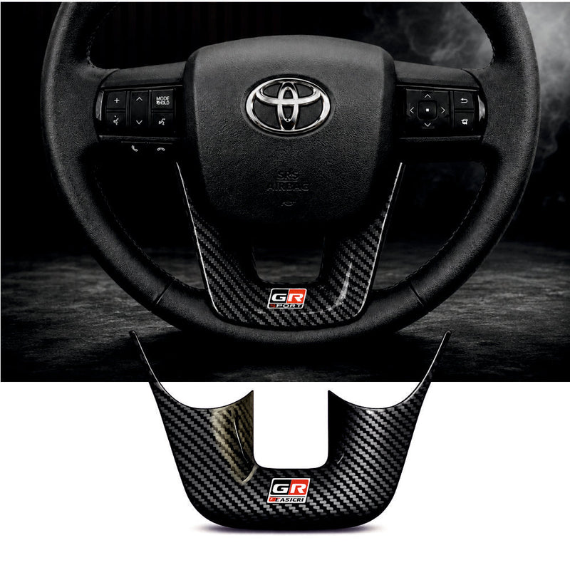 GR Sport Carbon Fiber Steering Wheel Badge For Toyota Fortuner [2025 - 2026] - STEERING_GR_SPORT