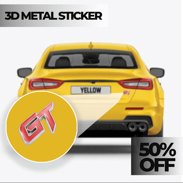 GT 3D Logo Car Badge Emblem | 5cm x 2cm | All Vehicle Exterior Decorative Logo, Self - Adhesive - STICKER_GT_RED