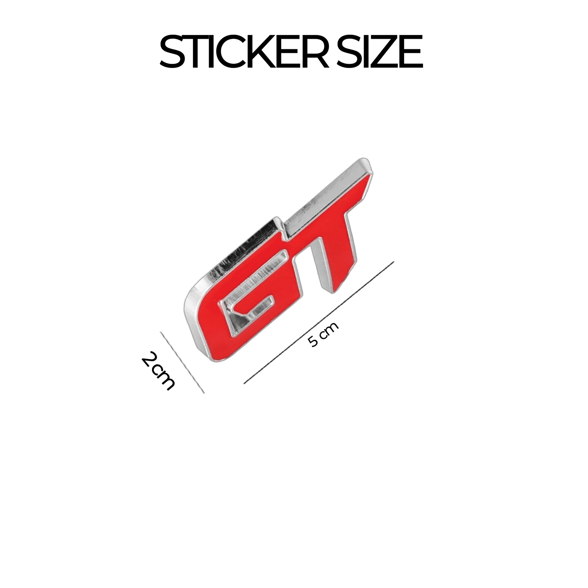 GT 3D Logo Car Badge Emblem | 5cm x 2cm | All Vehicle Exterior Decorative Logo, Self - Adhesive - STICKER_GT_RED