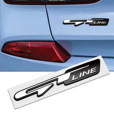 GT - Line Metal Logo Car Badge Emblem | 11.3cm x 1.8cm | All Vehicle Exterior Decorative Logo, Self - Adhesive - STICKER_GT_LINE