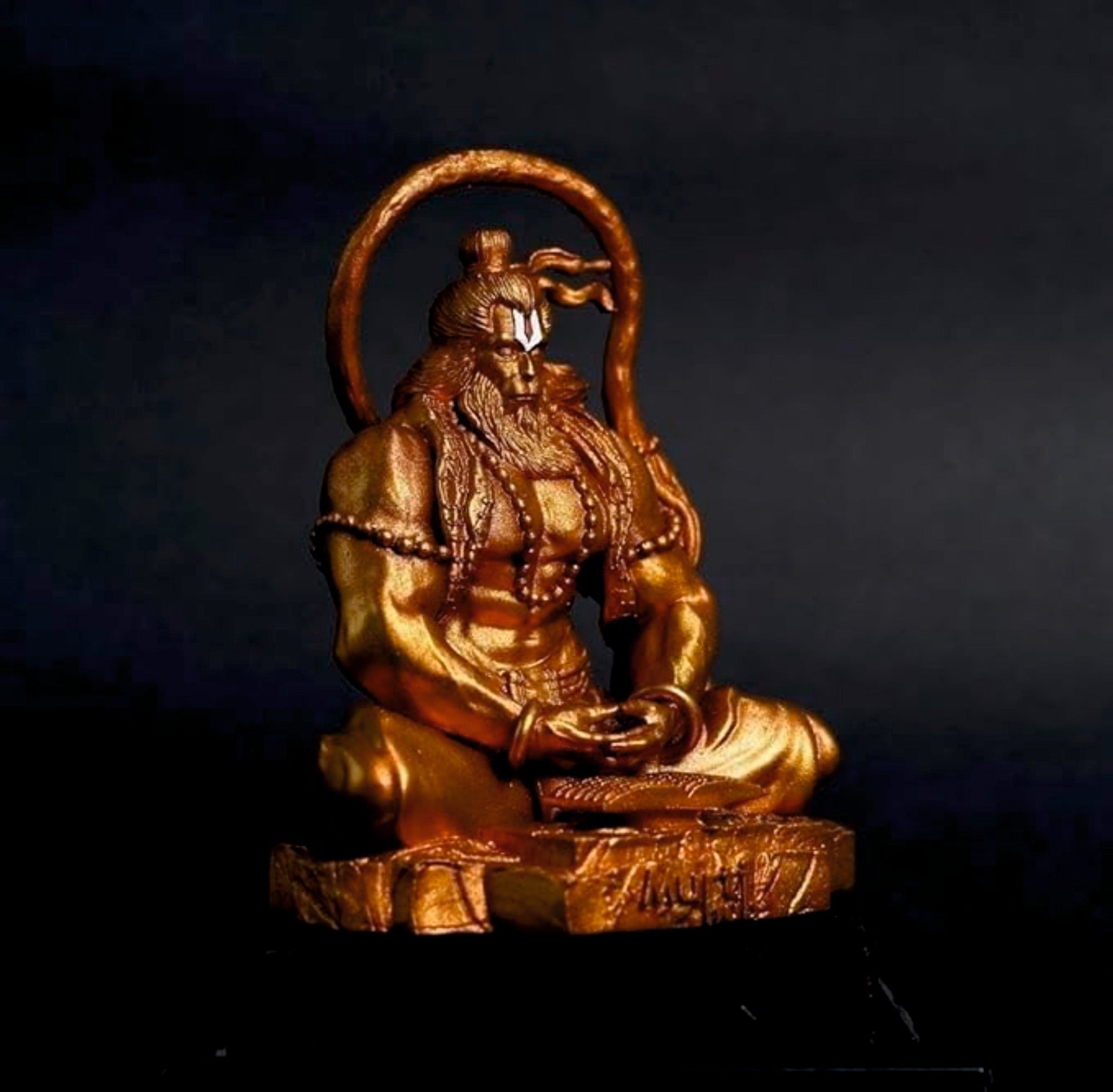 Hanuman Ji Lord Bajrangbali Maditation idol For Car Dashboard Accessories - BAJRANGBALI_GOLD-1