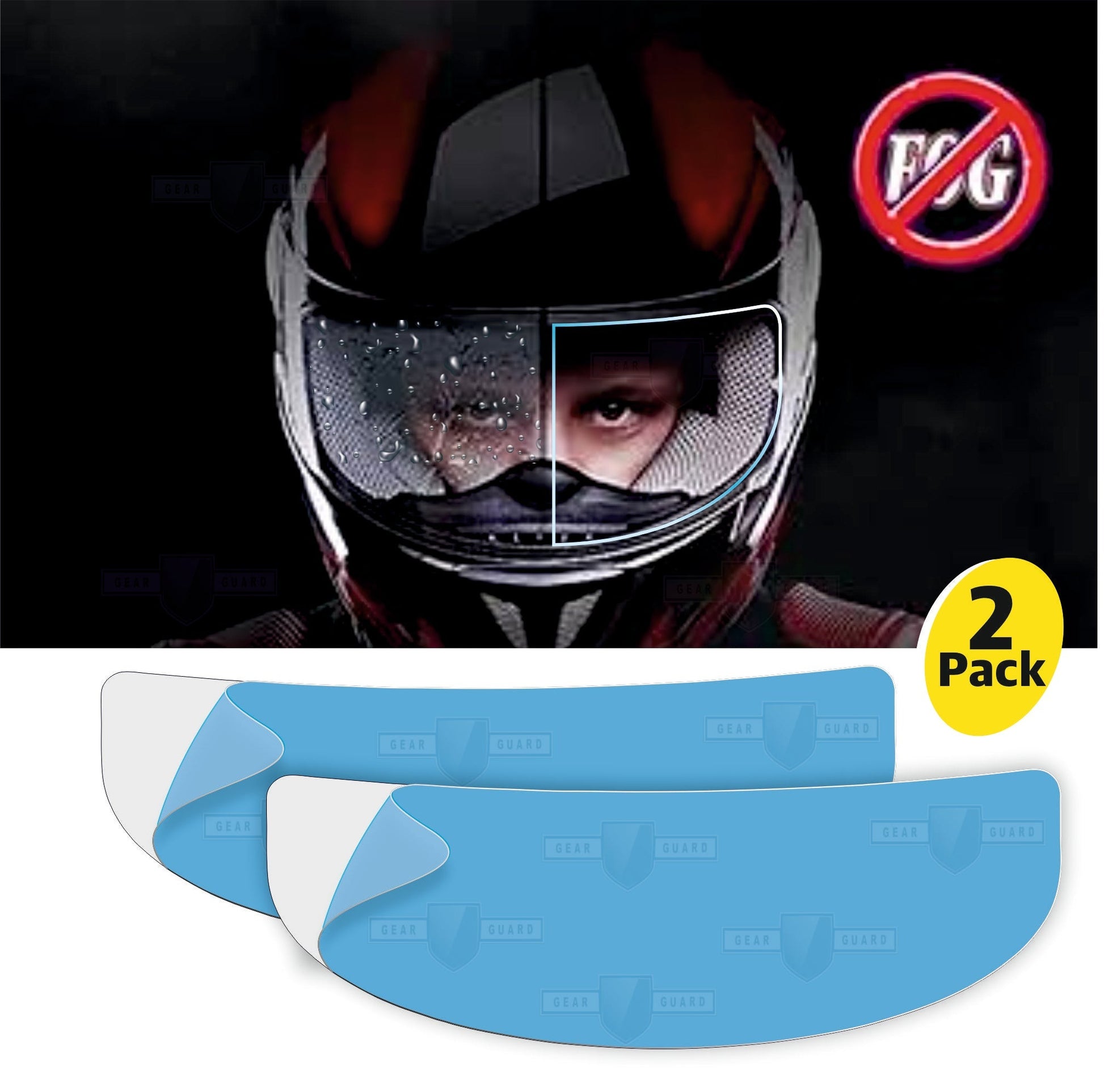 Helmet Visor Anti Fog Film For Motorcycle (2 Pack) - HELMET_VISOR