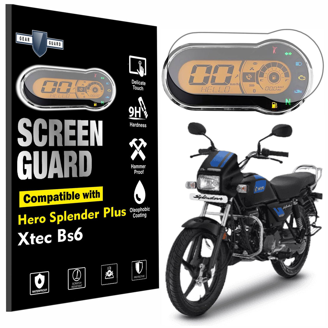 Hero Splender Plus Xtec Bs6 Accessories Speedometer Screen Guard - XTEC_BS6_CL