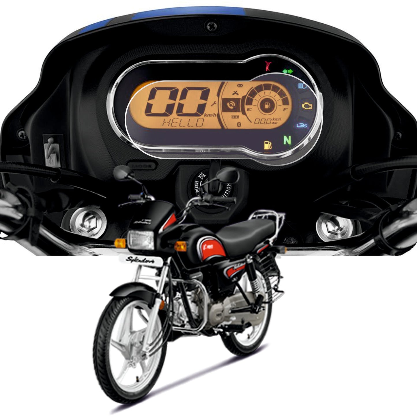 Hero Splender Plus Xtec Bs6 Accessories Speedometer Screen Guard -XTEC_BS6_MA