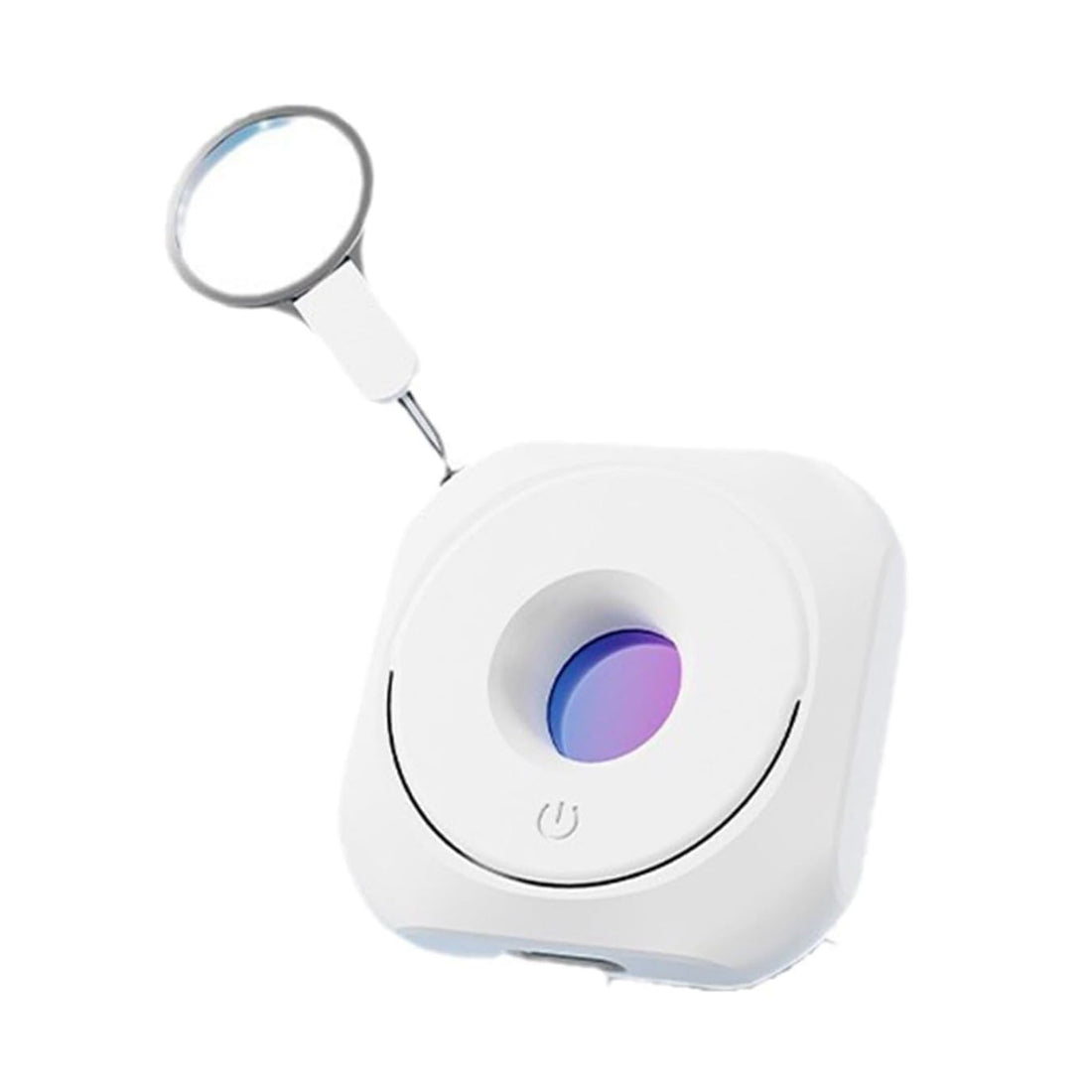 Hidden camera detector gadget portable anti-spy device for finding hidden cameras and surveillance equipment privacy protection tool privacy protection tool for detecting concealed cameras in hotels or changing rooms Close-up of hidden camera finder gadget ens detector and LED indicators includes rechargeable battery and travel-friendly case