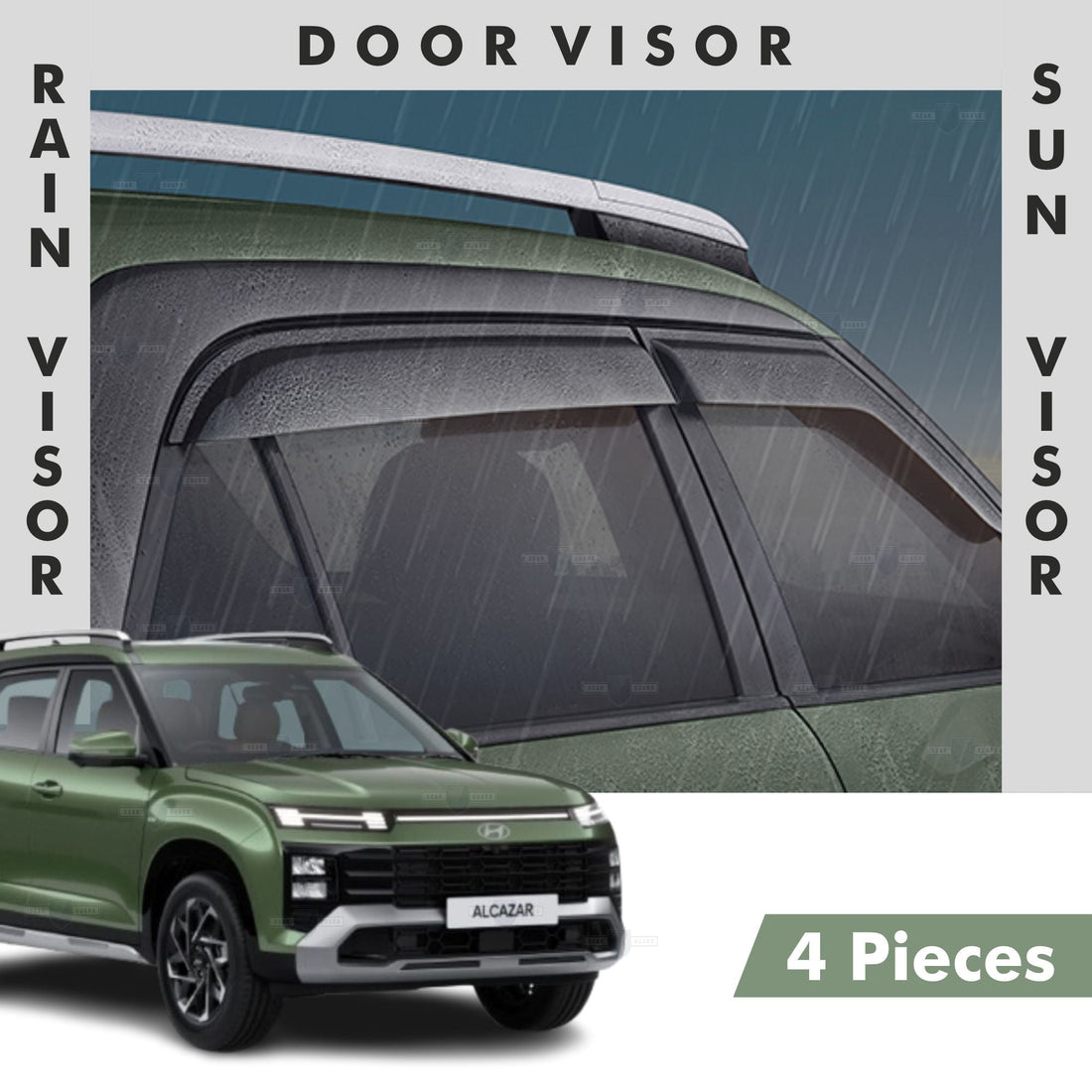 Hyundai Alcazar Door Visor | Rain Visor | Sun Visor [2024 - 2025] - DV_ALCAZAR_2025_BLK