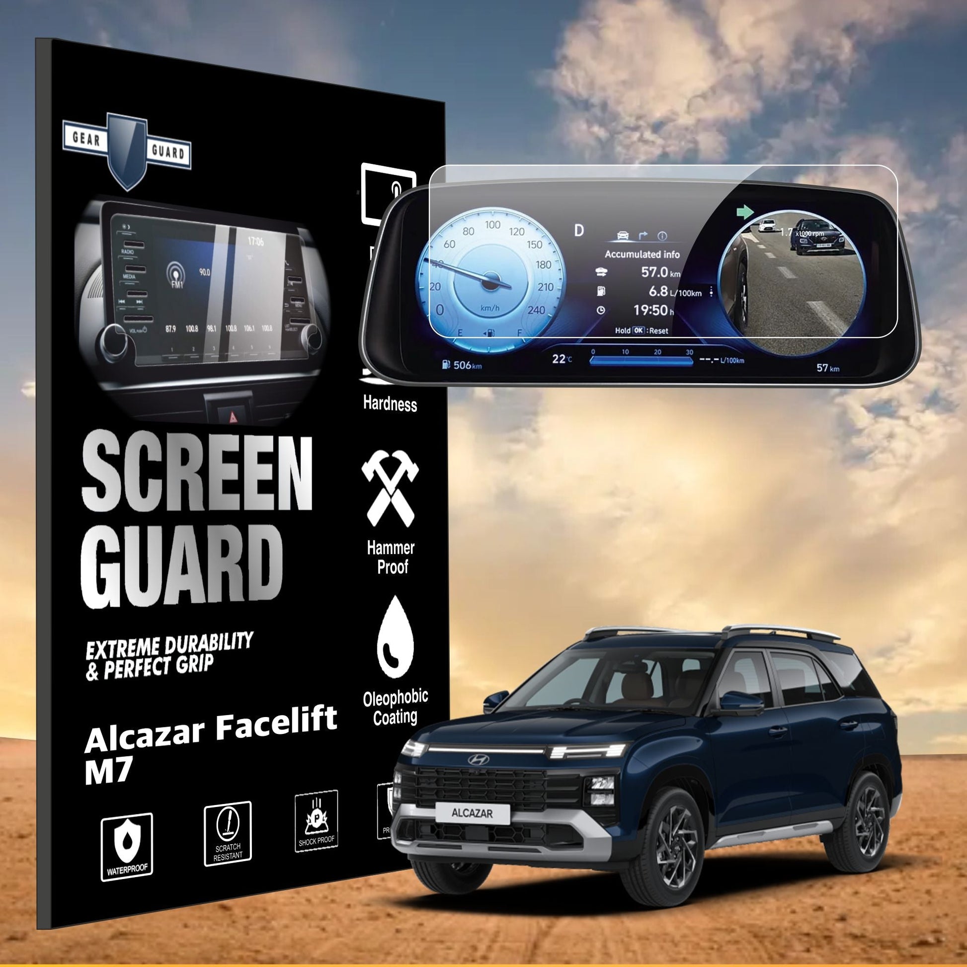 Hyundai Alcazar Instrument Cluster | MID Screen Guard [2021 - 2024] - M10C_ALCAZAR_MID_F