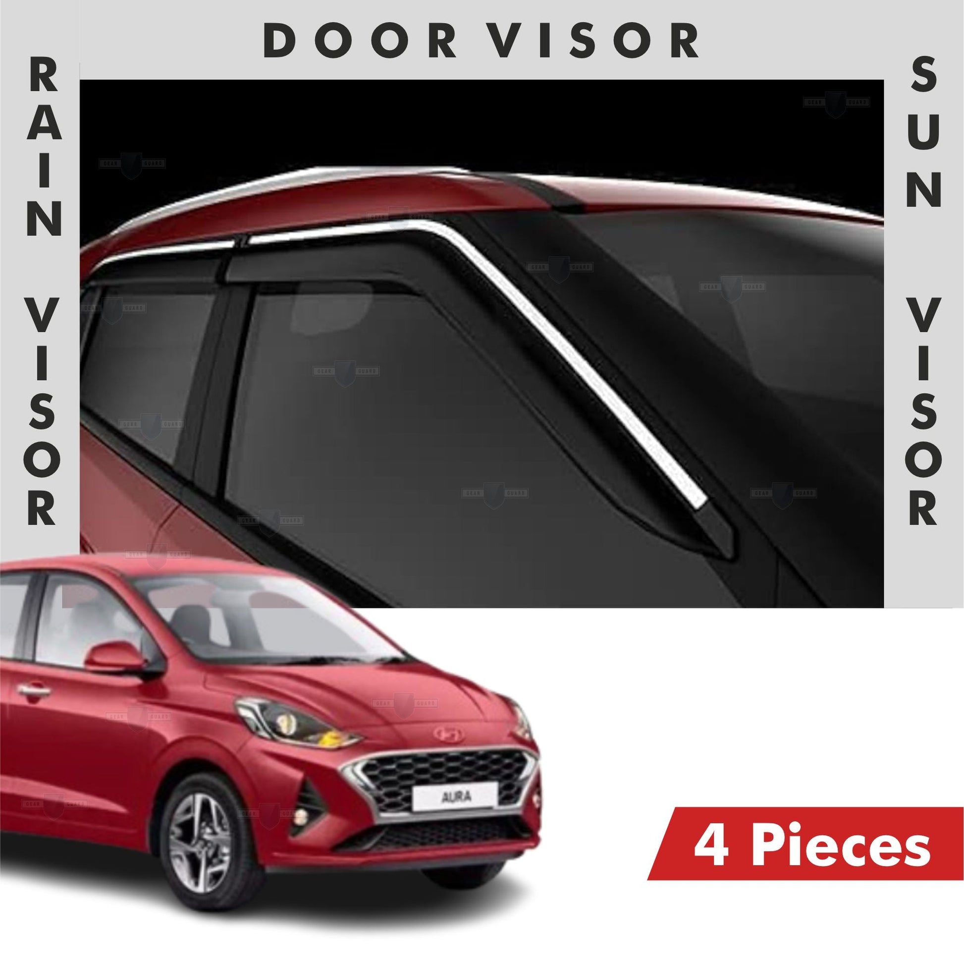 Hyundai Aura Door Visor | Rain Visor | Sun Visor [2020 - 2026] - DV_AURA_20-26_CHL