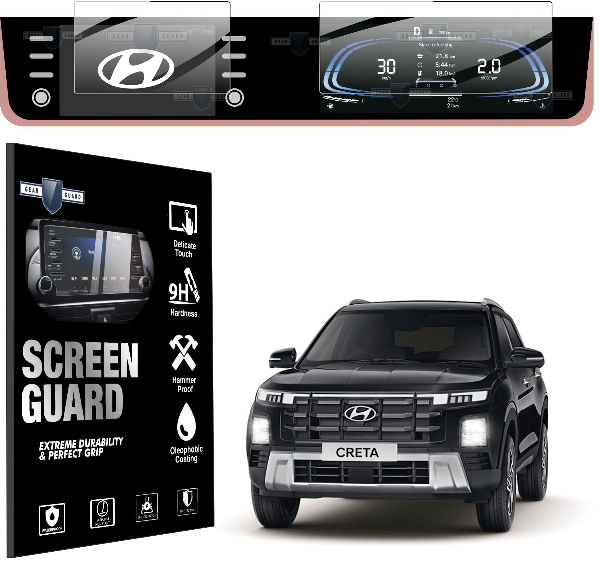 Hyundai Creta 2024 Facelift Accessories Touch Screen Guard -