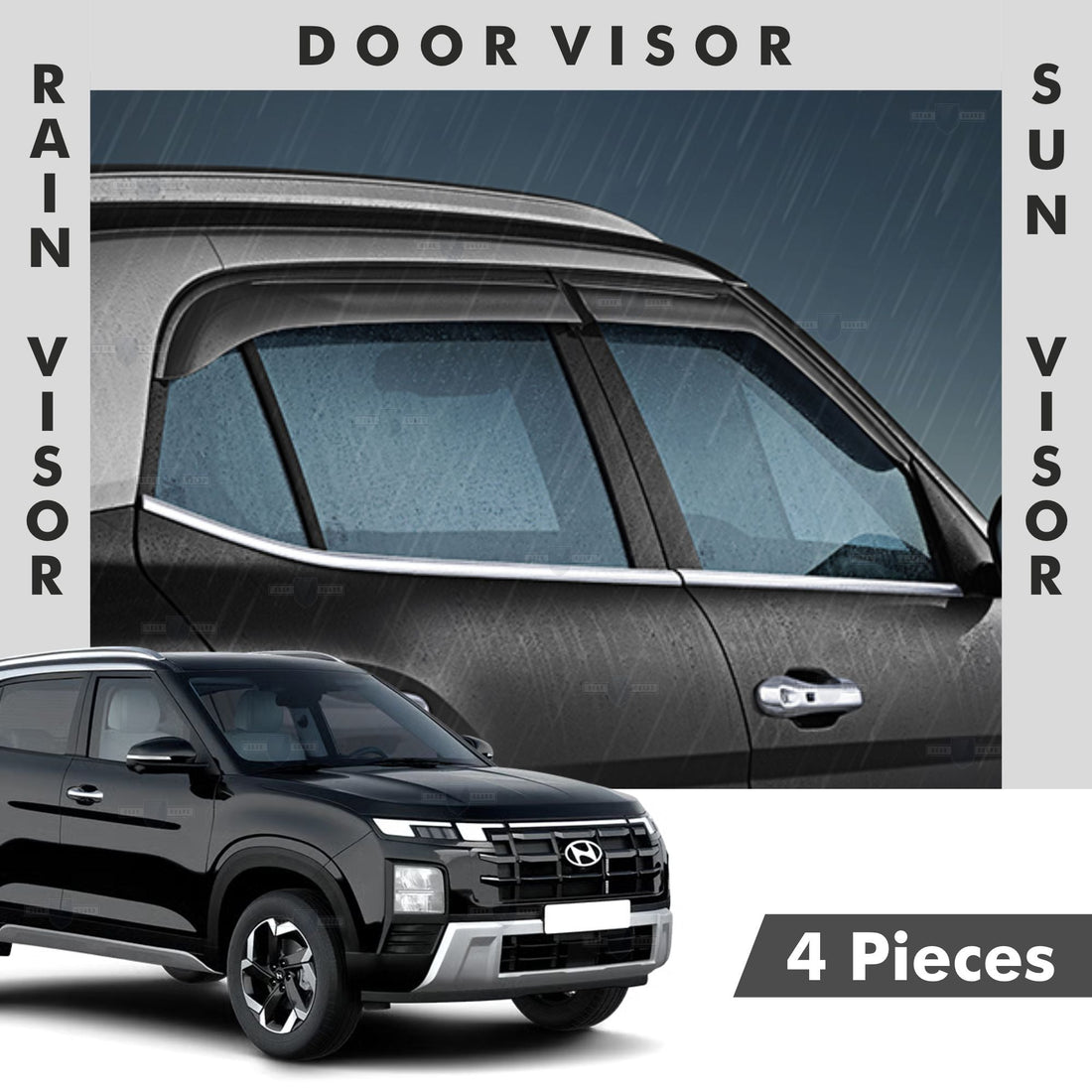 Hyundai Creta Door Visor | Rain Visor | Sun Visor [2024 - 2026] - DV_CRETA_24-25_BLK-1