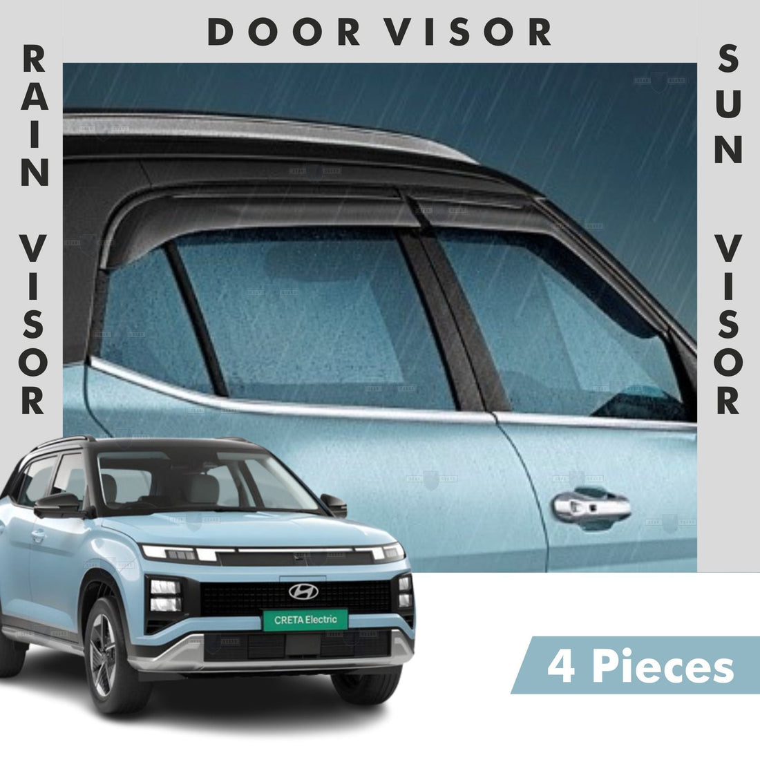 Hyundai Creta EV Door Visor | Rain Visor | Sun Visor [2025 - 2026] - DV_CRETA_EV_2025_BLK