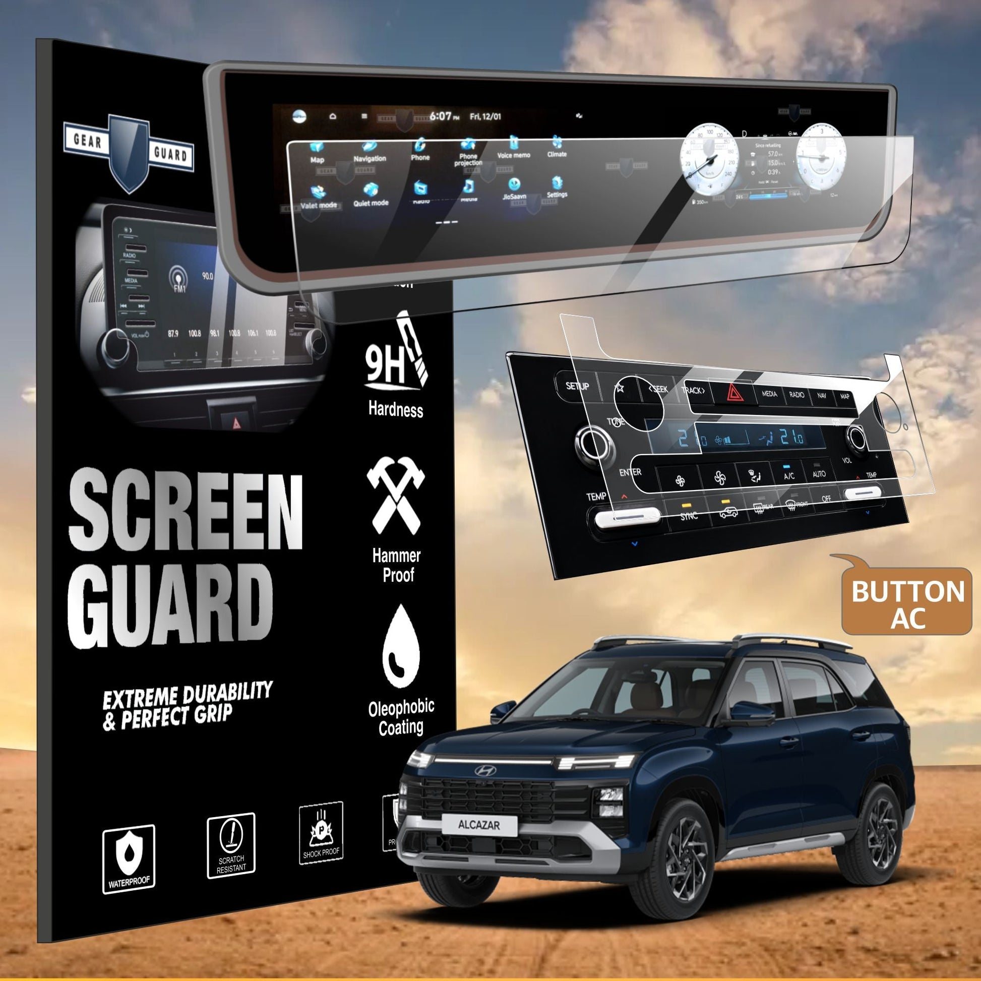 Hyundai Creta Facelift Touch Screen Guard With Ac Vent Guard [2026] -