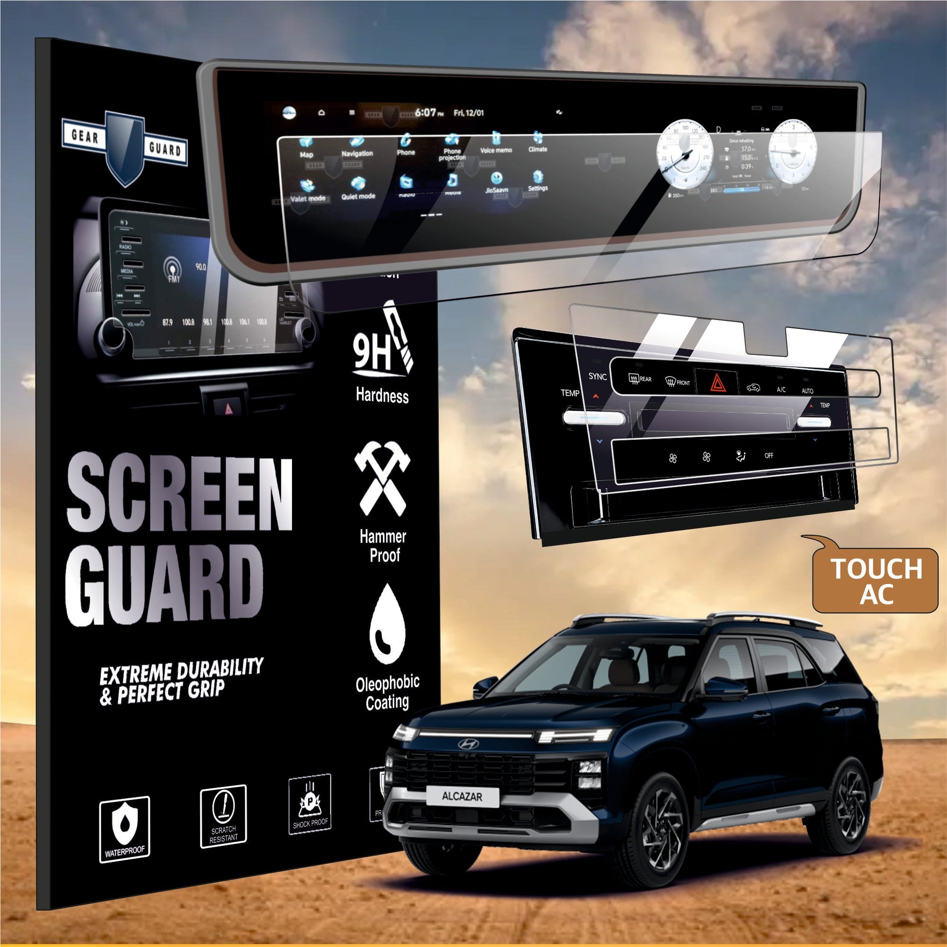 Hyundai Creta Facelift Touch Screen Guard With Ac Vent Guard [2026] -