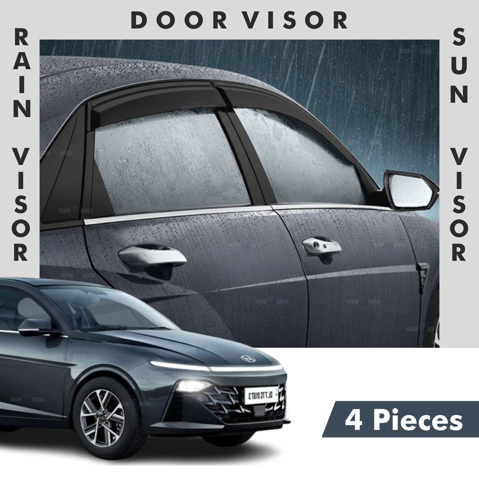Hyundai Verna Door Visor | Rain Visor | Sun Visor [2023 - 2026] - DV_VERNA_23-26_BLK