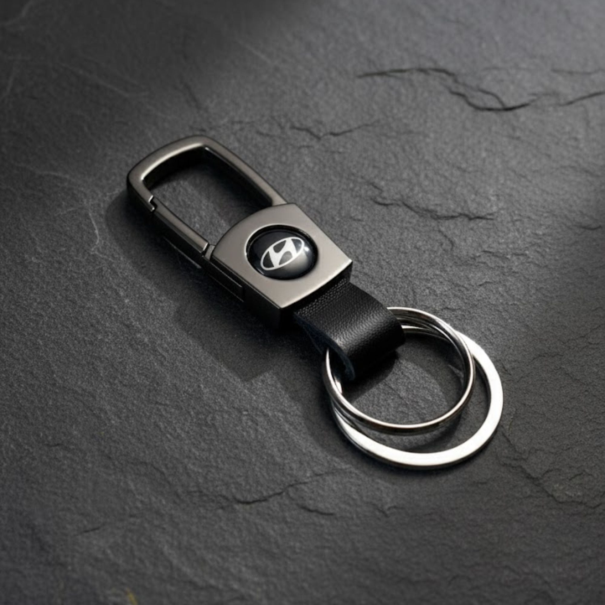 Premium Car Keychain | Metal & Brown Leather Finish Car Key Holder