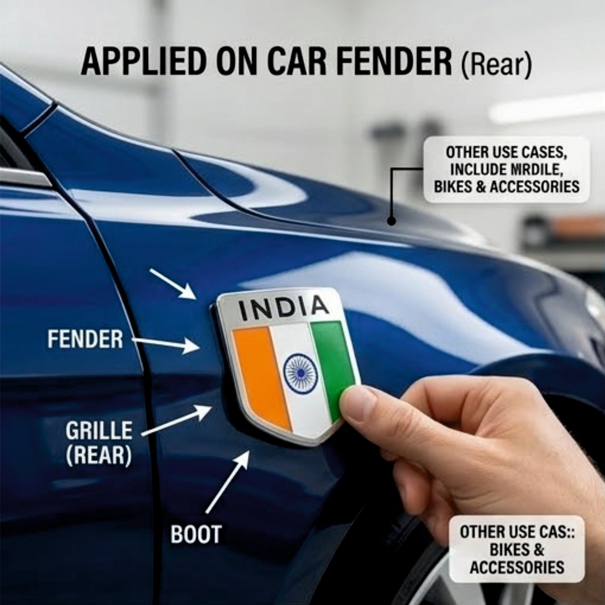 India Flag 3D Metal Sticker Emblem - STICKER_INDIA