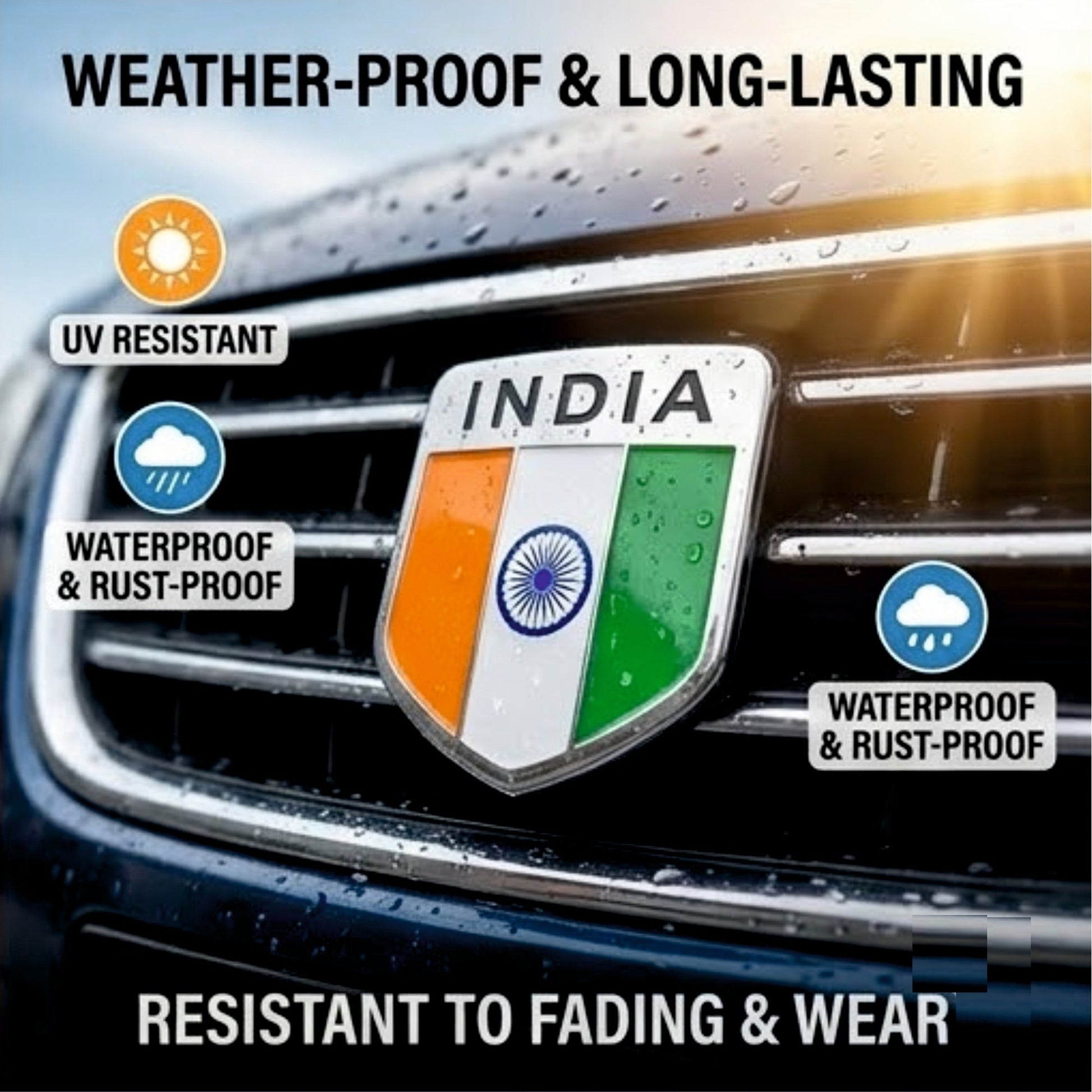India Flag 3D Metal Sticker Emblem - STICKER_INDIA