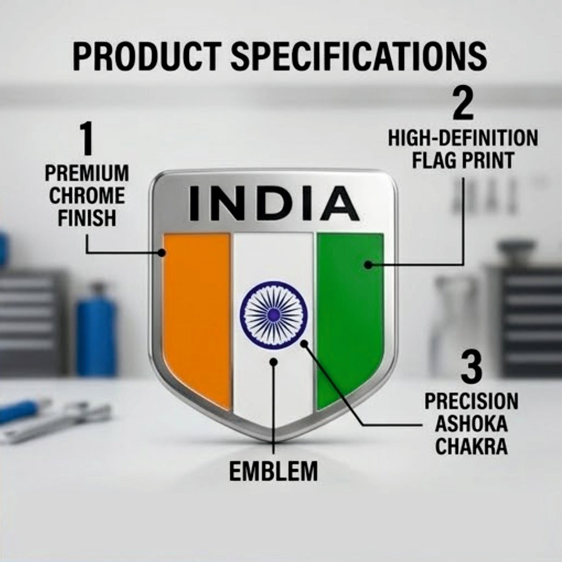 India Flag 3D Metal Sticker Emblem - STICKER_INDIA