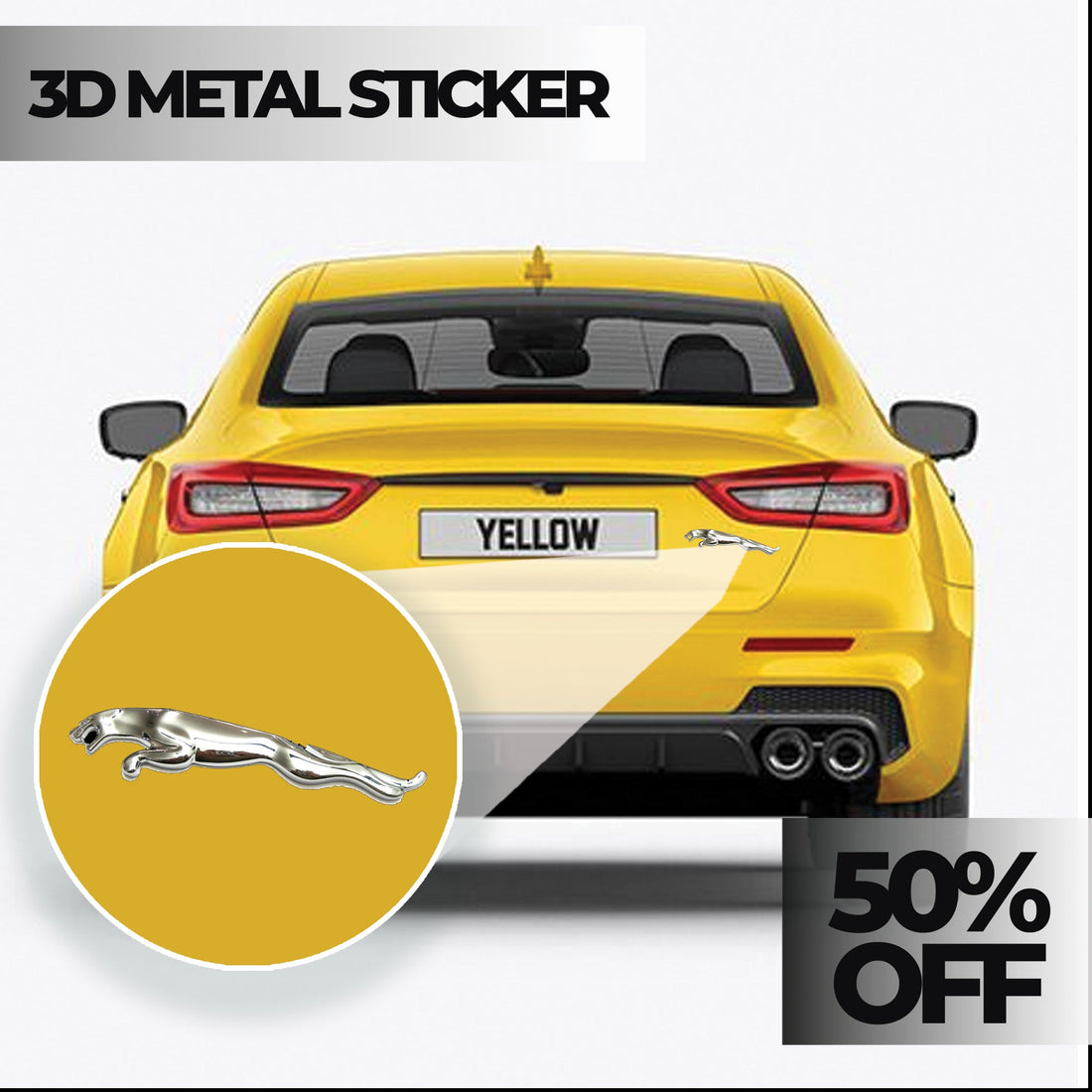 Jaguar 3D Logo Car Badge Emblem | 15cm x 3cm | All Vehicle Exterior Decorative Logo, Self - Adhesive - STICKER_JAGUAR