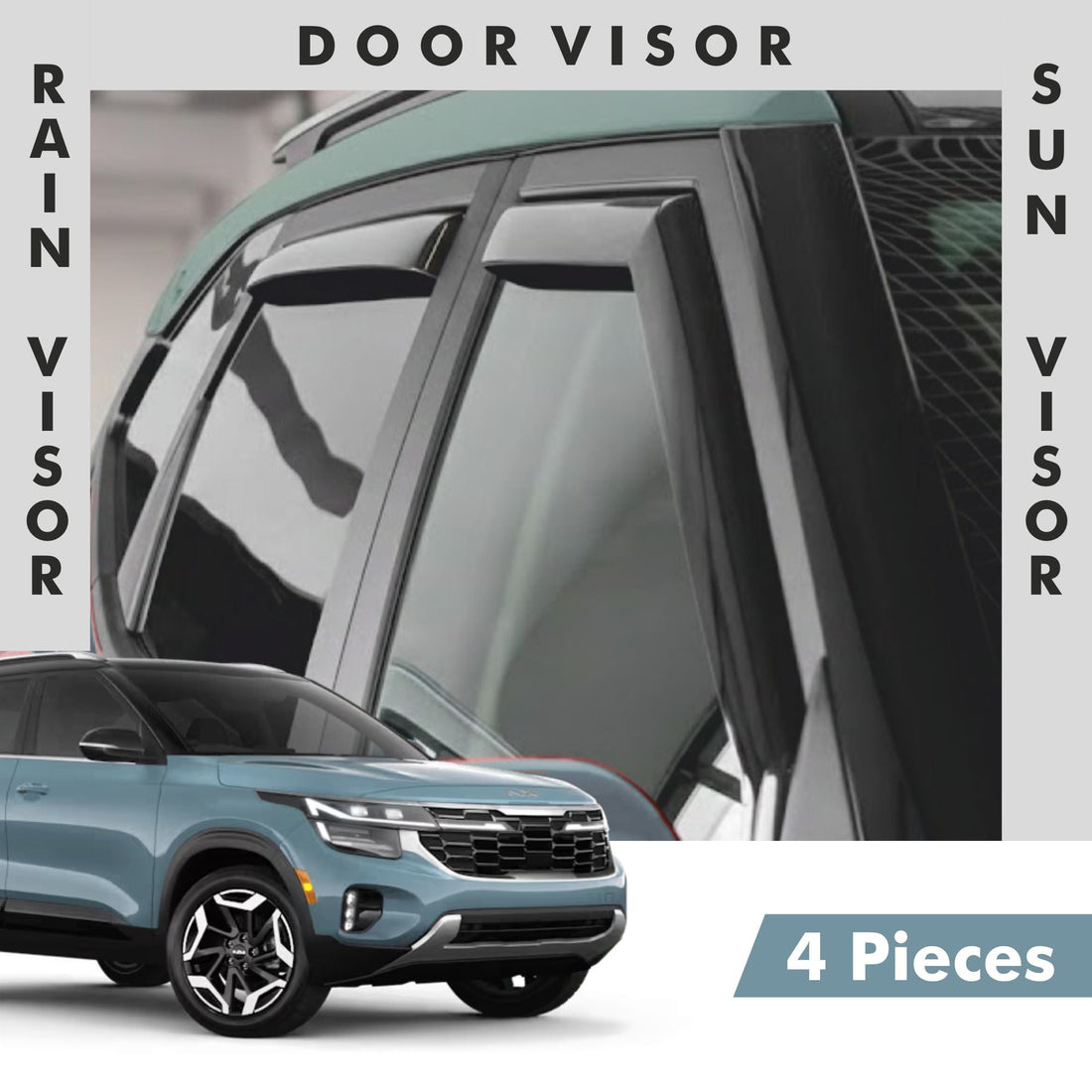 Kia Seltos Door Visor | Rain Visor | Sun Visor [2023 - 2025] - DV_SELTOS_23-25_BLK