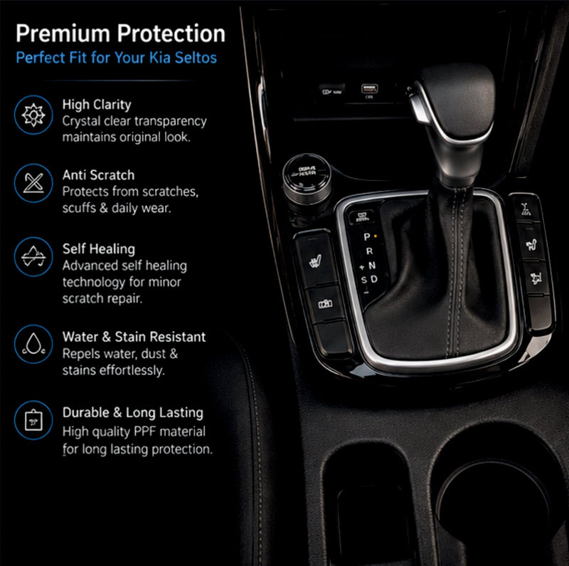 KIA Seltos interior Gear Panel Precut PPF Guard [2023-2025] -SP_SELTOS_GEAR_PPF