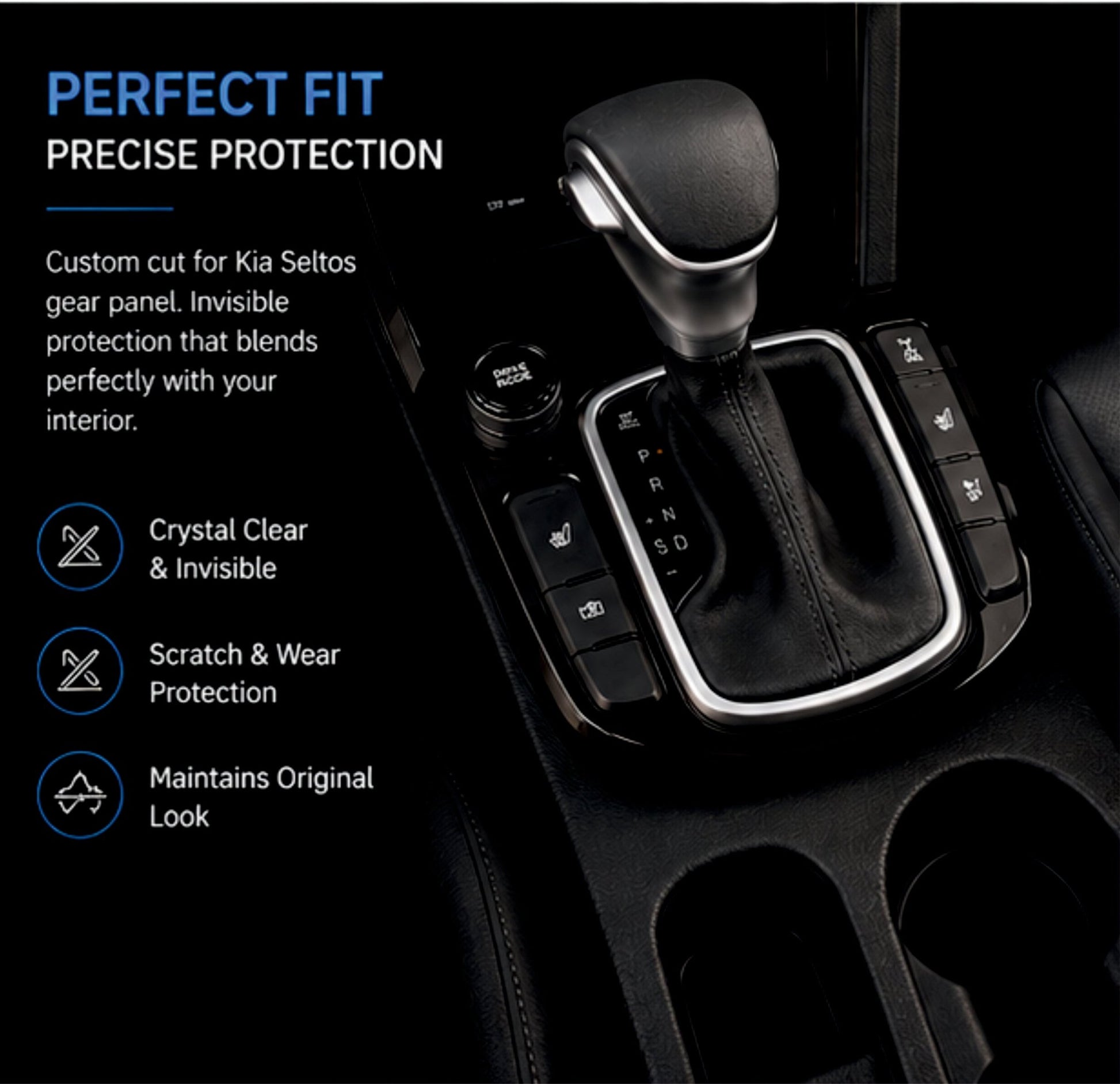 KIA Seltos interior Gear Panel Precut PPF Guard [2023-2025] -SP_SELTOS_GEAR_PPF