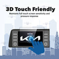 Tempered glass screen protector covering a car's touch screen, providing strong protection against scratches