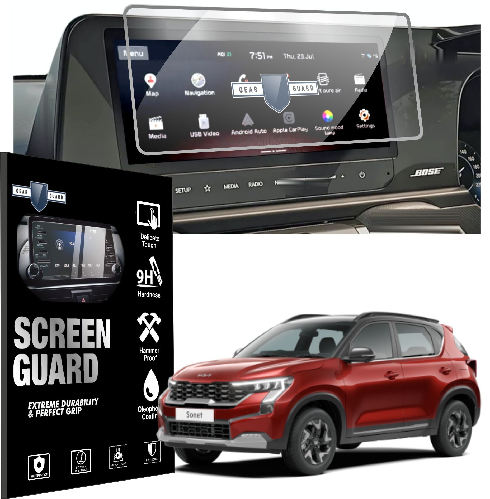 Kia Sonet 2024 Accessories Touch Screen Guard -VS_SONET10C_2024