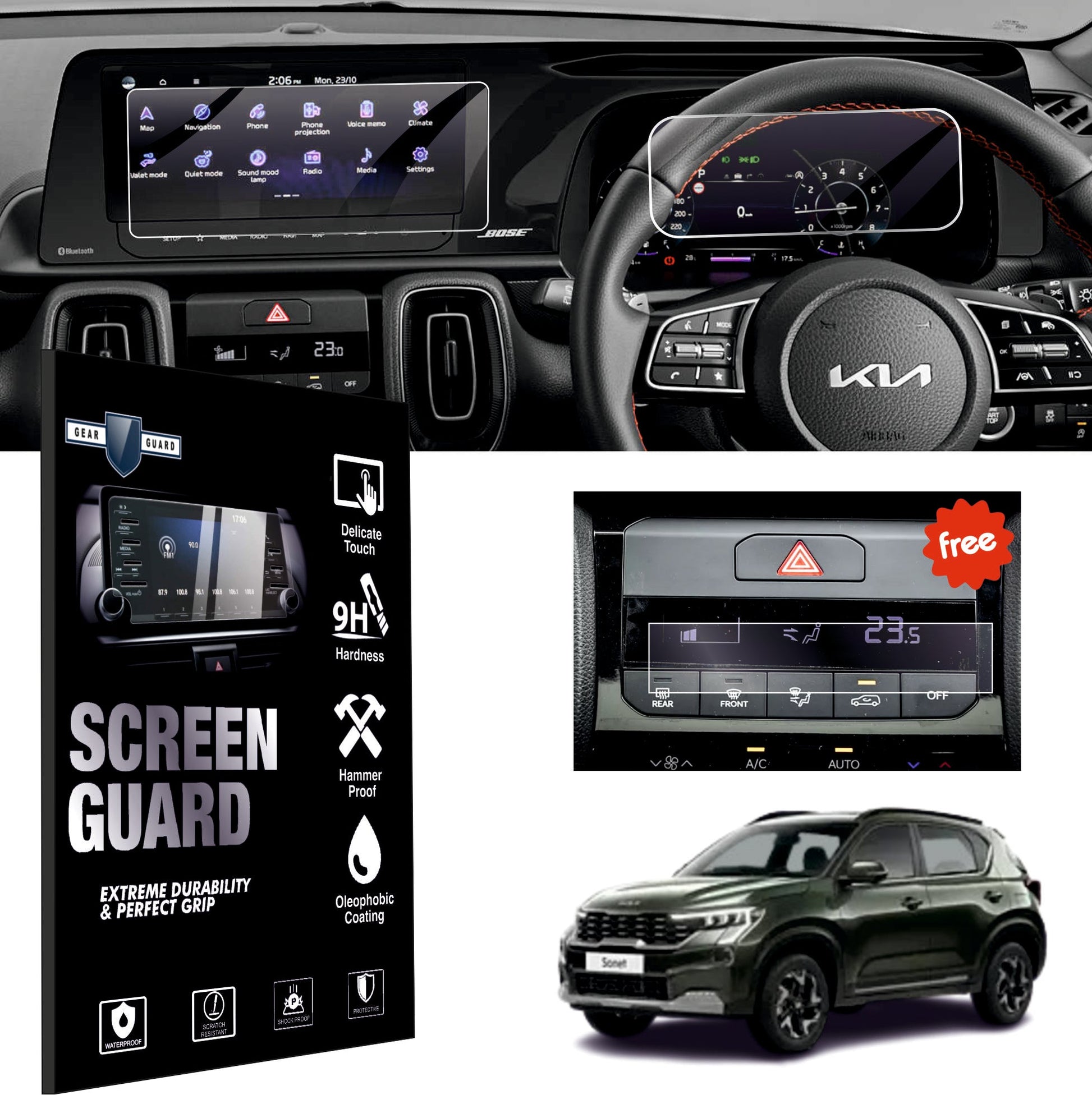 Kia Sonet Facelift 2024 Accessories Bundle ( 10.25"inch + MID + AC) -SONET_FACE_10_MID_AC-1