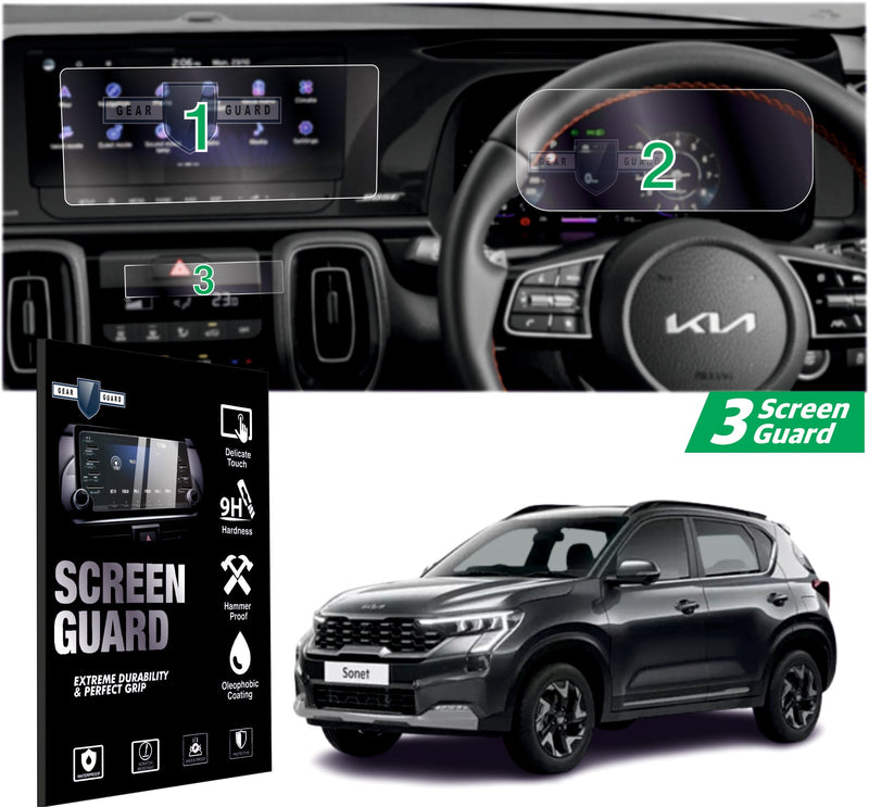 Kia Sonet Facelift HTX+ | GTX+ | X Line Touch Screen Guard Bundle ( 10.25"inch + MID + AC) [2024 - 2025] - M10C_SONET_FACE_10_MID_AC-1