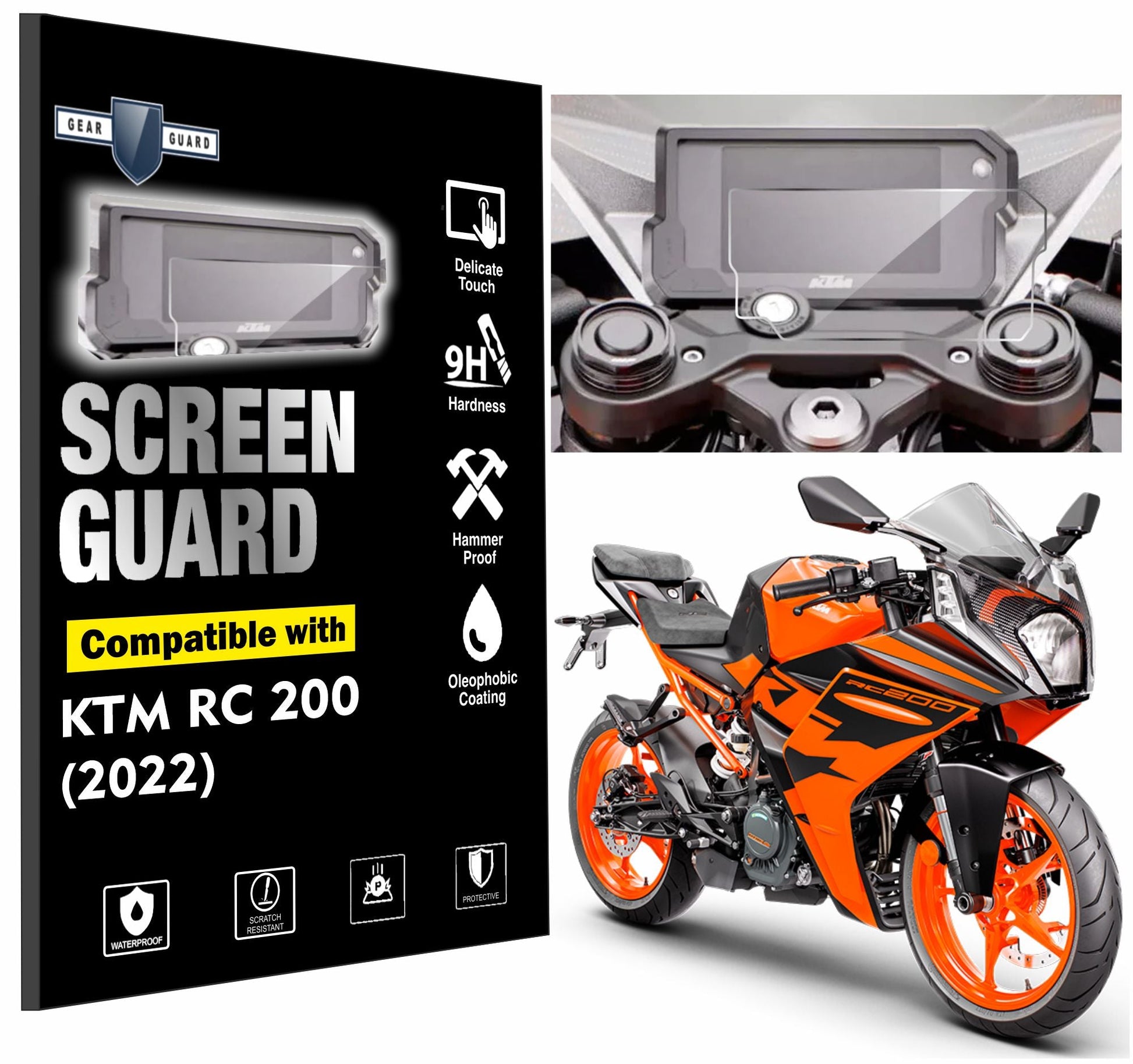 KTM RC 200 Accessories 2022 Instrument Cluster Touch Screen Guard - KTM_RC200_2022