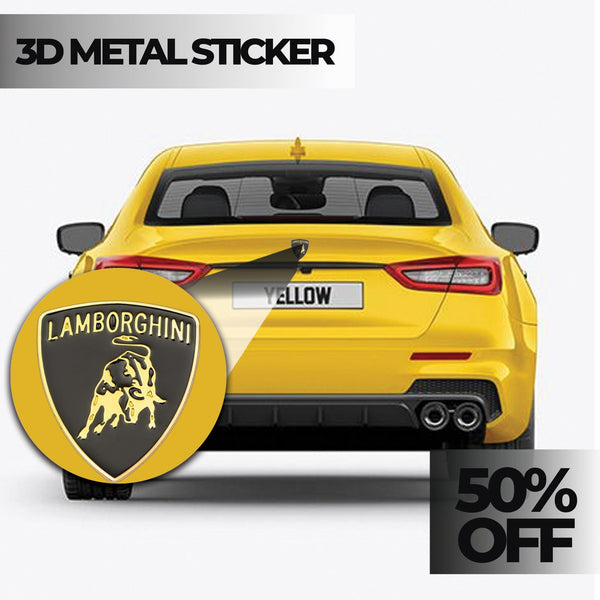 Lamborghini 3D Metal Logo Car Badge Emblem | 4cm x 5cm | All Vehicle Exterior Decorative Logo, Self - Adhesive - STICKER_LAMBO