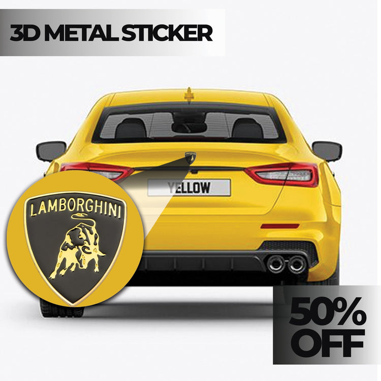 Lamborghini 3D Metal Logo Car Badge Emblem | 4cm x 5cm | All Vehicle Exterior Decorative Logo, Self - Adhesive - STICKER_LAMBO