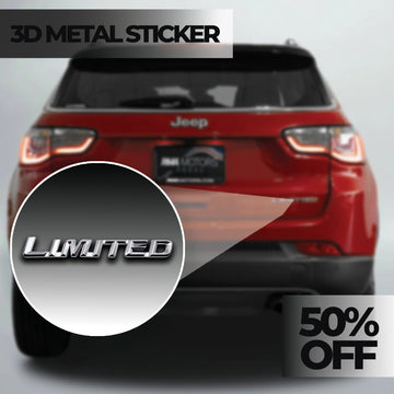 Limited 3D Metal Logo Car Badge Emblem | 11.5cm x 1.5cm | All Vehicle Exterior Decorative Logo, Self - Adhesive - STICKER_LIMITED_CHR