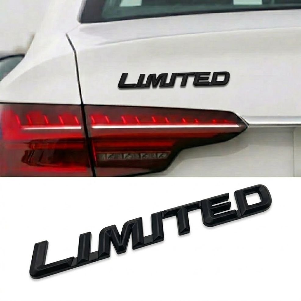 Limited 3D Metal Logo Car Badge Emblem | 11.5cm x 1.5cm | All Vehicle Exterior Decorative Logo, Self - Adhesive - STICKER_LIMITED_BLK
