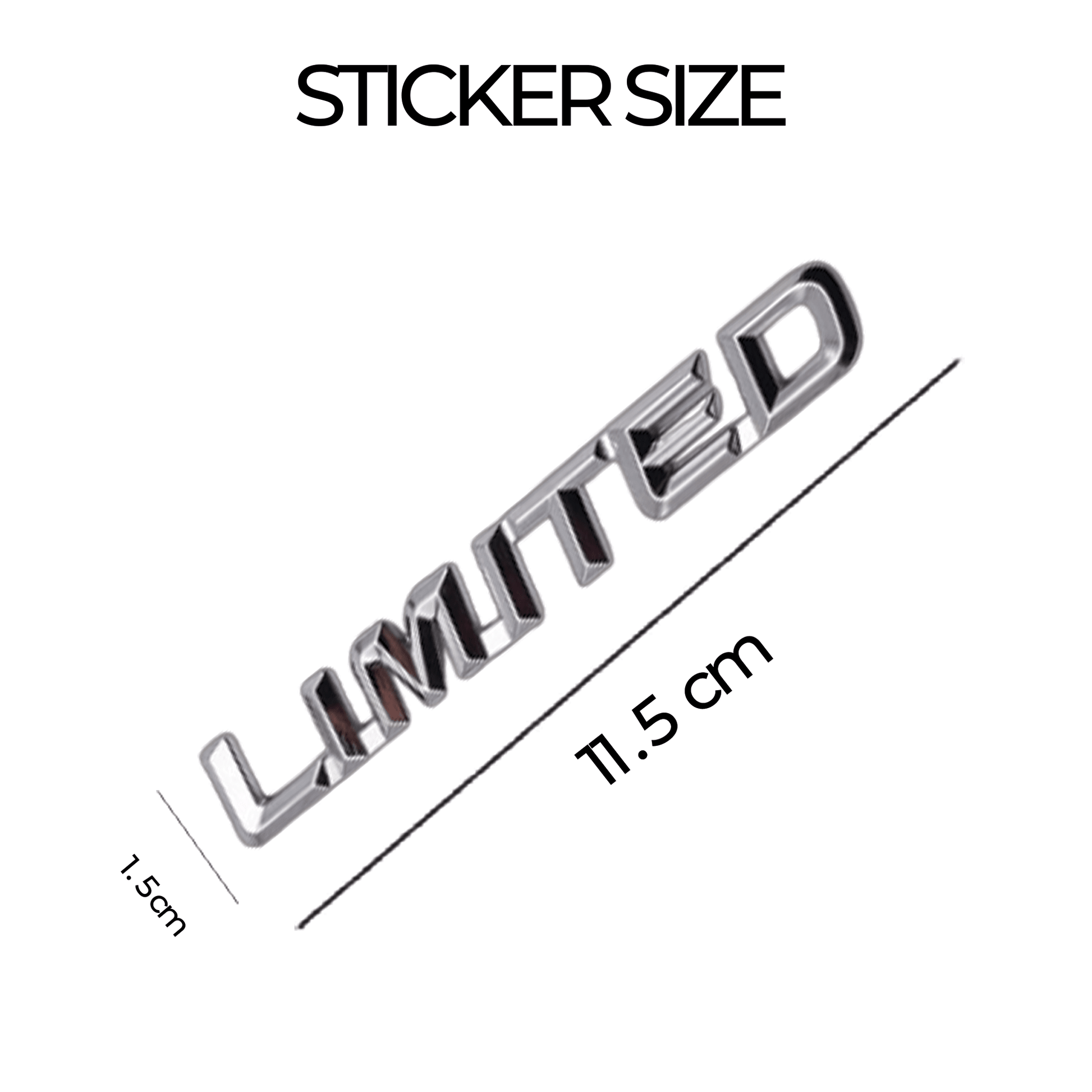 Limited 3D Metal Logo Car Badge Emblem | 11.5cm x 1.5cm | All Vehicle Exterior Decorative Logo, Self - Adhesive - STICKER_LIMITED_CHR