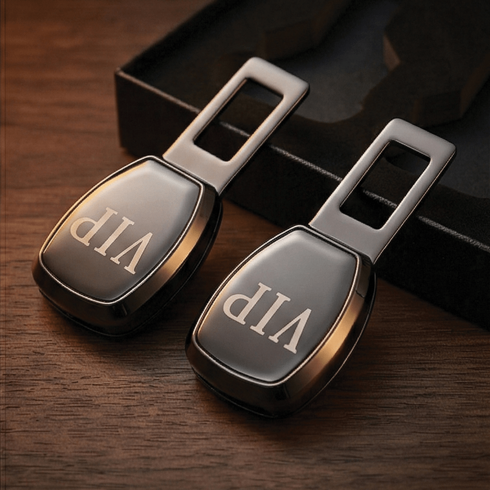 Luxury Gunmetal Finish Seat Belt Alarm Stopper - Pack of 2 - ALRM_STOPPER_VIP