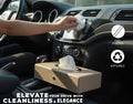 Luxury Leather Finish Tissue Box Cover with Gold Trim For Car, Home & Office - TISSUE_BOX_BEIGE