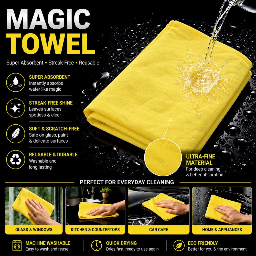 Magic Super Absorbent Cleaning Towel | Reusable Car & Home Drying Cloth [42x30cm] -MAGIC_TOWEL