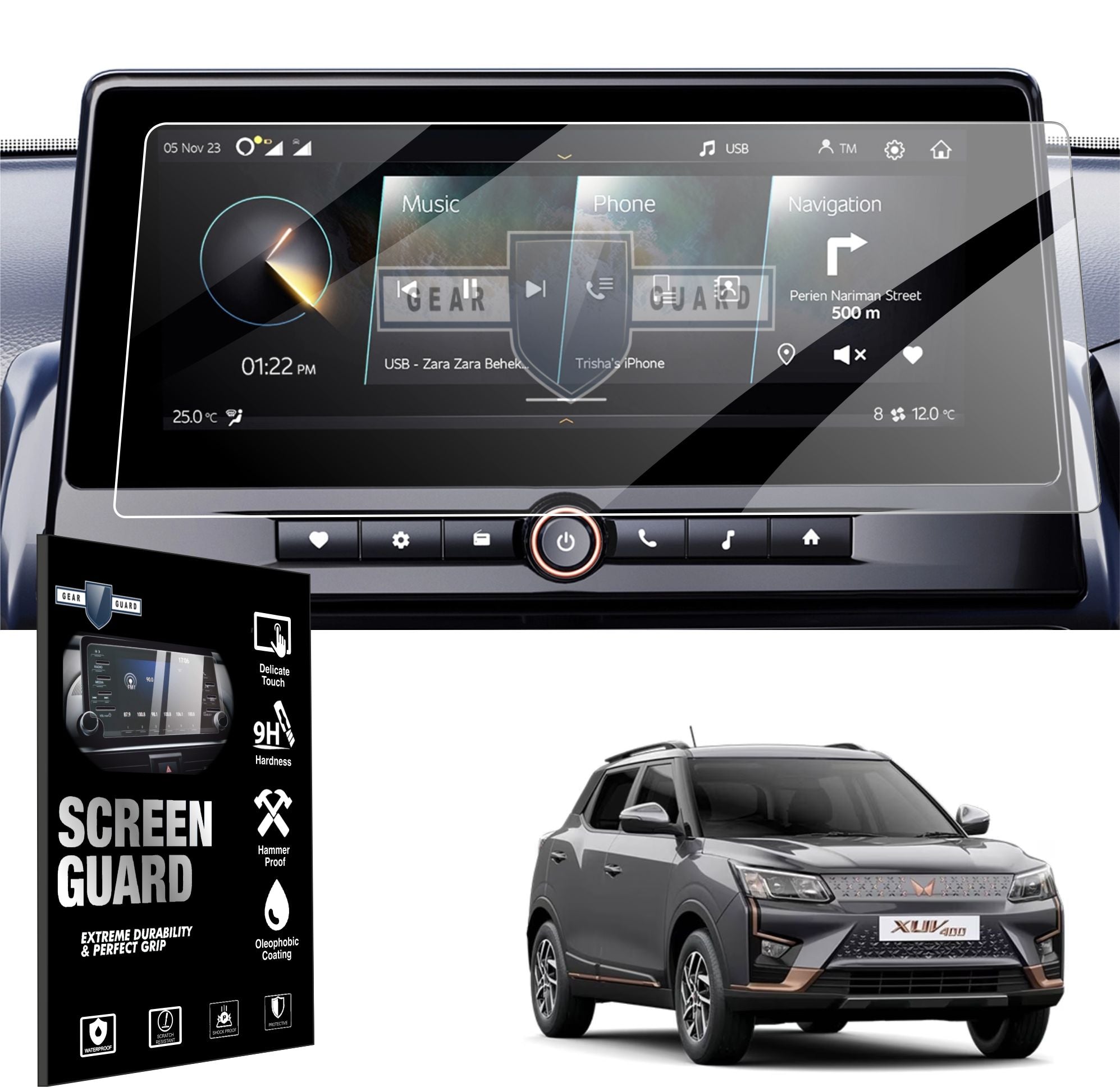Mahindra XUV 400 EV Car Touch Screen Guard 2024 2025 Gear Guard