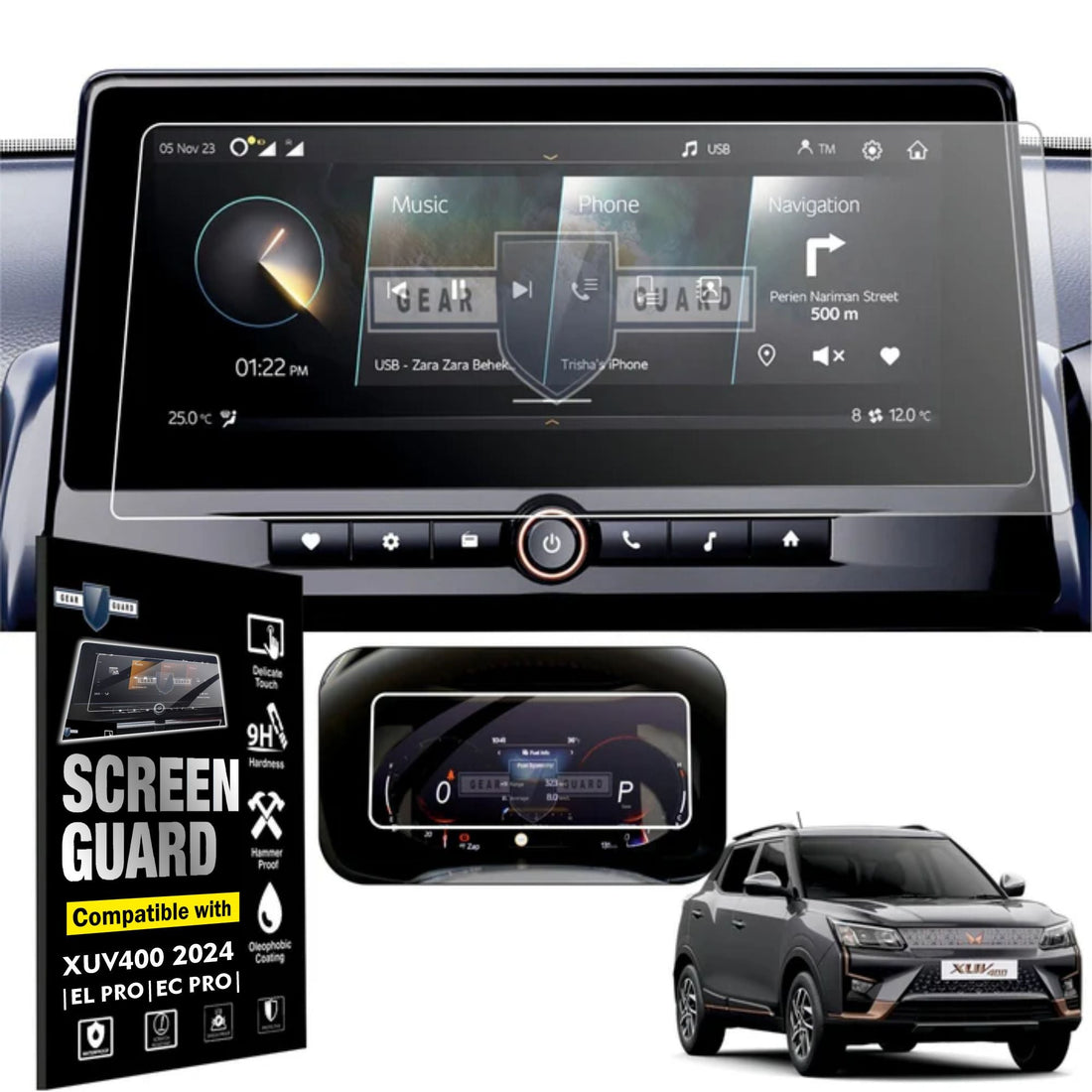Mahindra XUV 400 EV Infotainment System and Instrument Cluster | MID Screen Guard [COMBO] [2024 - 2025] - M10C_XUV400_COMBO