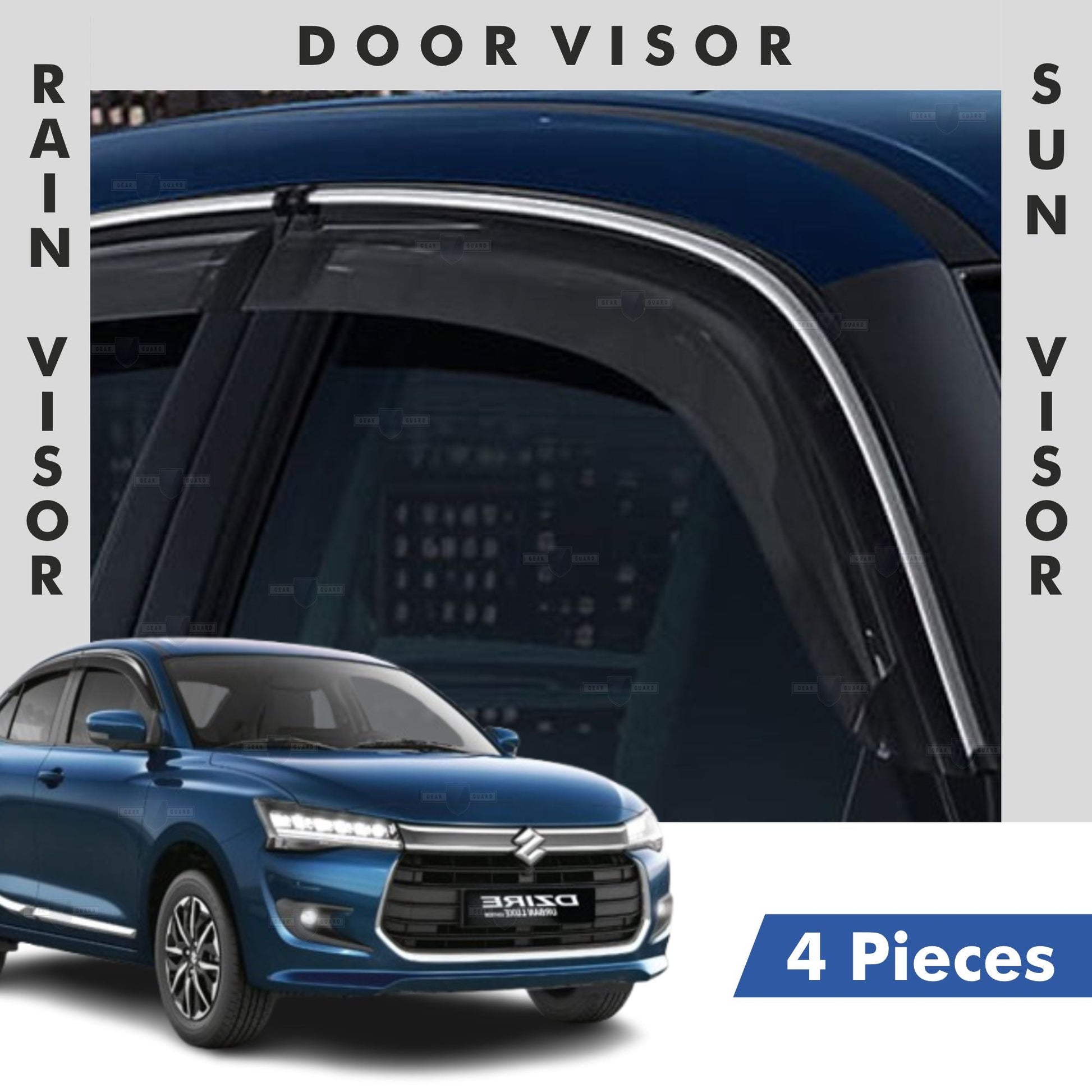 Maruti Suzuki Dzire Door Visor | Rain Visor | Sun Visor [2024 - 2025] - DV_DZIRE_24-25_BKL-2