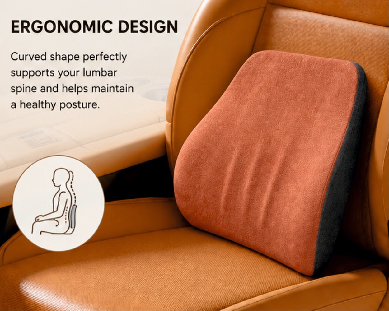 Memory Foam Lower Back Support Cushion for Car Seat - BK_SUPPORT_D_GREY