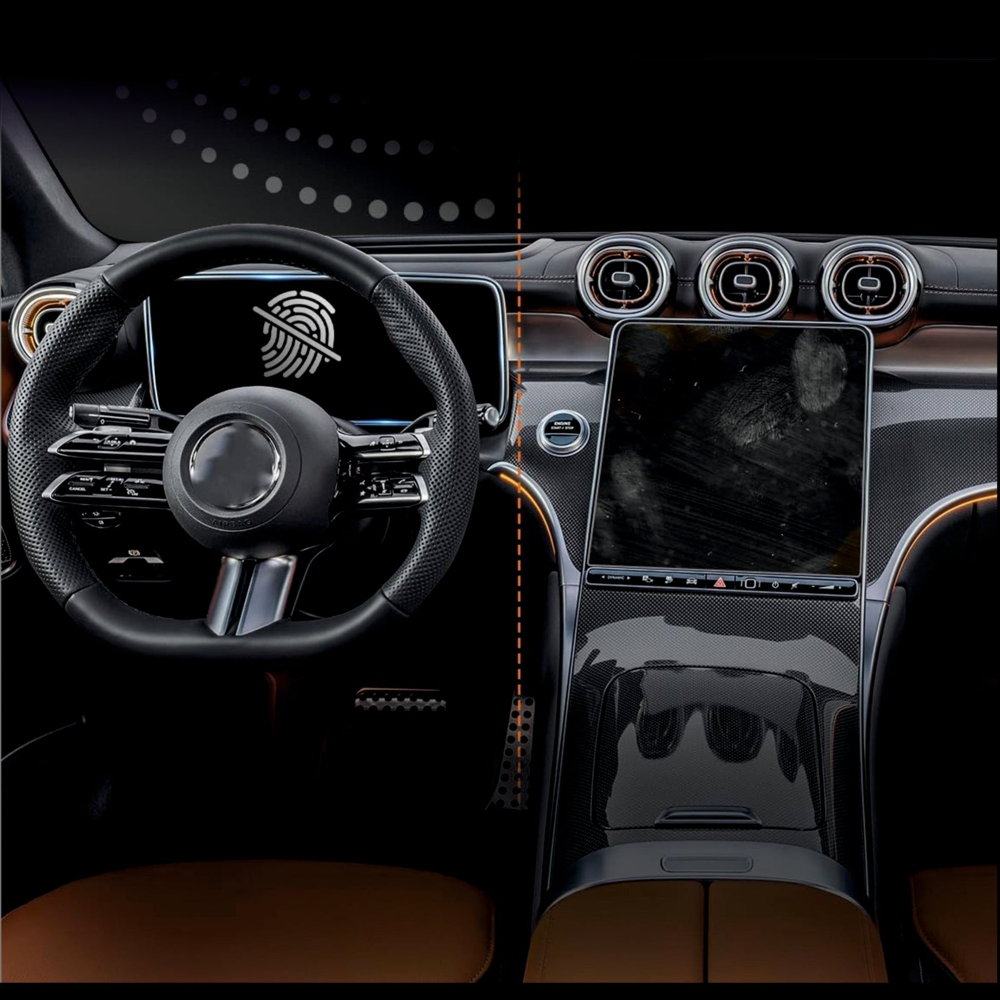 Mercedes Benz GLC 2024 Touch Screen Guard ( 11.9 Inch Infotainment + 12.3 Inch Instrument Cluster MID) - L12-3_GLC_COMBO