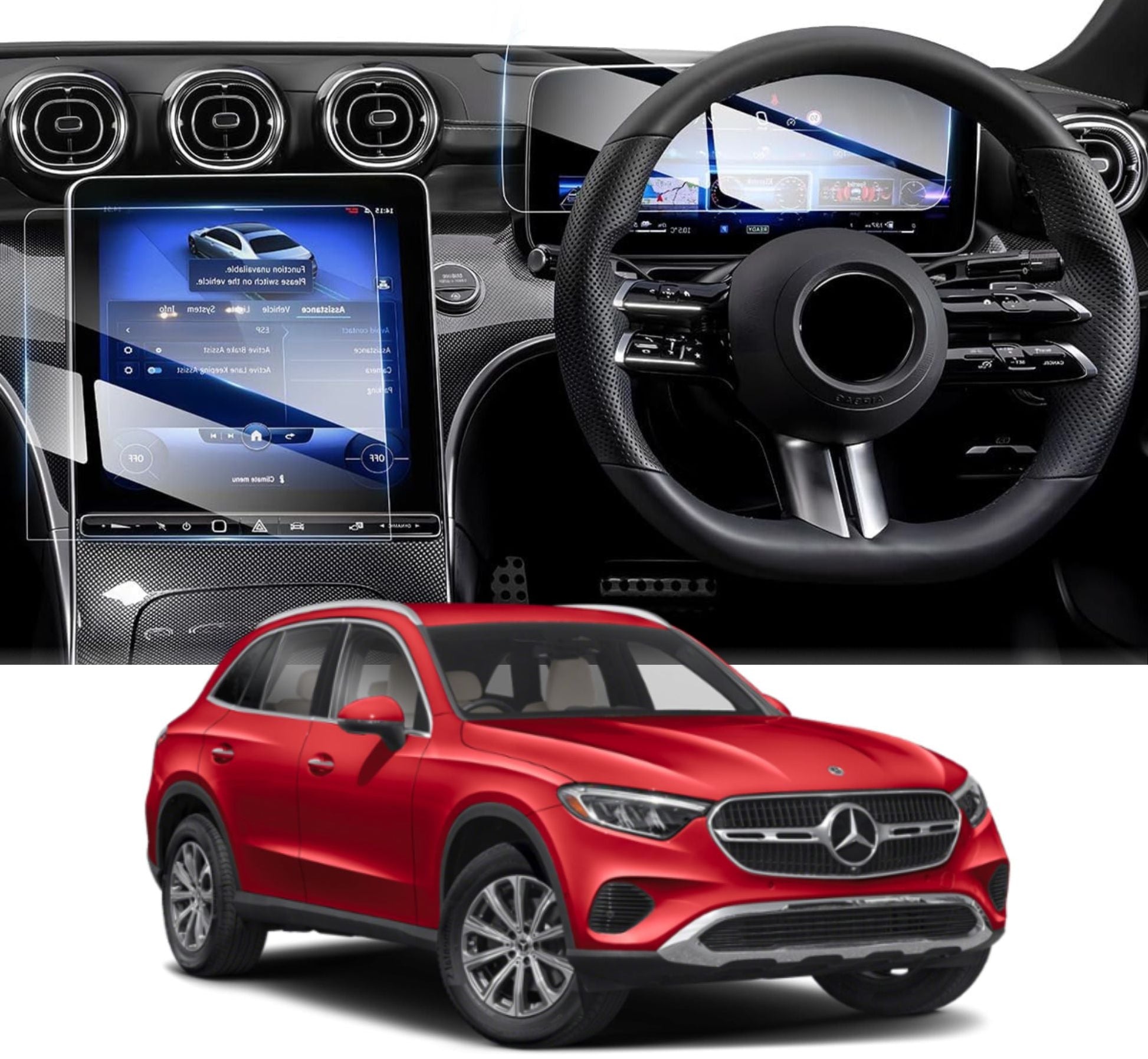 Mercedes Benz GLC 2024 Touch Screen Guard ( 11.9 Inch Infotainment + 12.3 Inch Instrument Cluster MID) - L12-3_GLC_COMBO