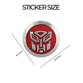 Metal Transformer Red & Chrome 3D Car Logo| 6.5cm x 6.5cm | All Vehicle Exterior Decorative Logo, Self - Adhesive - STICKER_TRANSFORMER_RED