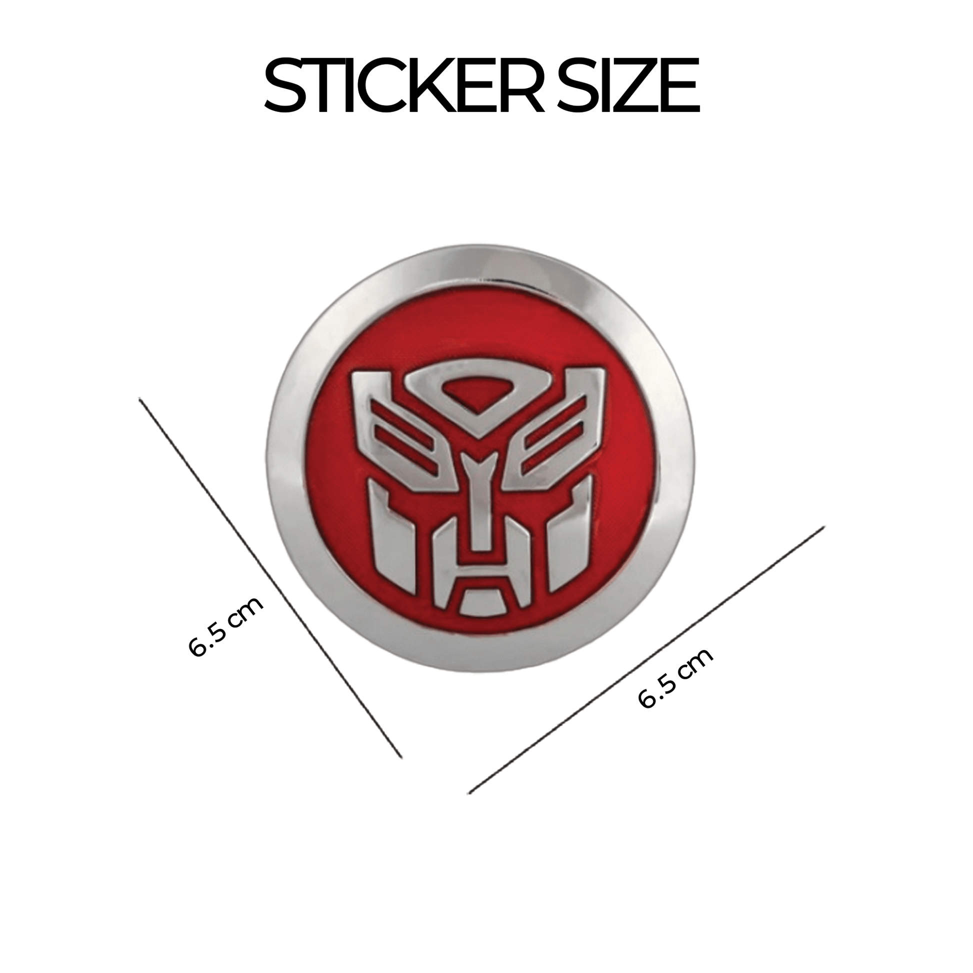 Metal Transformer Red & Chrome 3D Car Logo| 6.5cm x 6.5cm | All Vehicle Exterior Decorative Logo, Self - Adhesive - STICKER_TRANSFORMER_RED