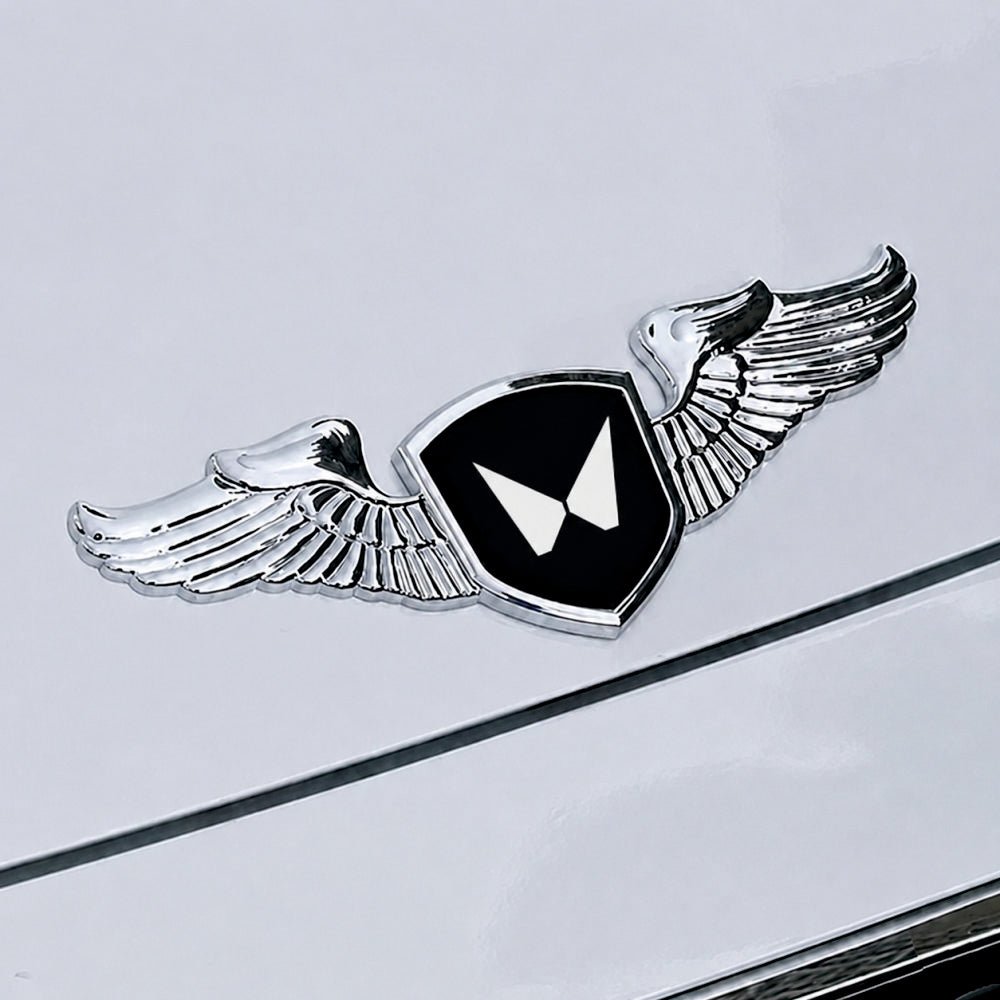 METAL WINGS 3D Logo Car Badge Emblem | 14cm x 5cm | All Vehicle Exterior Decorative Logo, Self - Adhesive - STICKER_MHD_WINGS_BLK