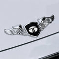 METAL WINGS 3D Logo Car Badge Emblem | 14cm x 5cm | All Vehicle Exterior Decorative Logo, Self - Adhesive - STICKER_TATA_WINGS_BLK